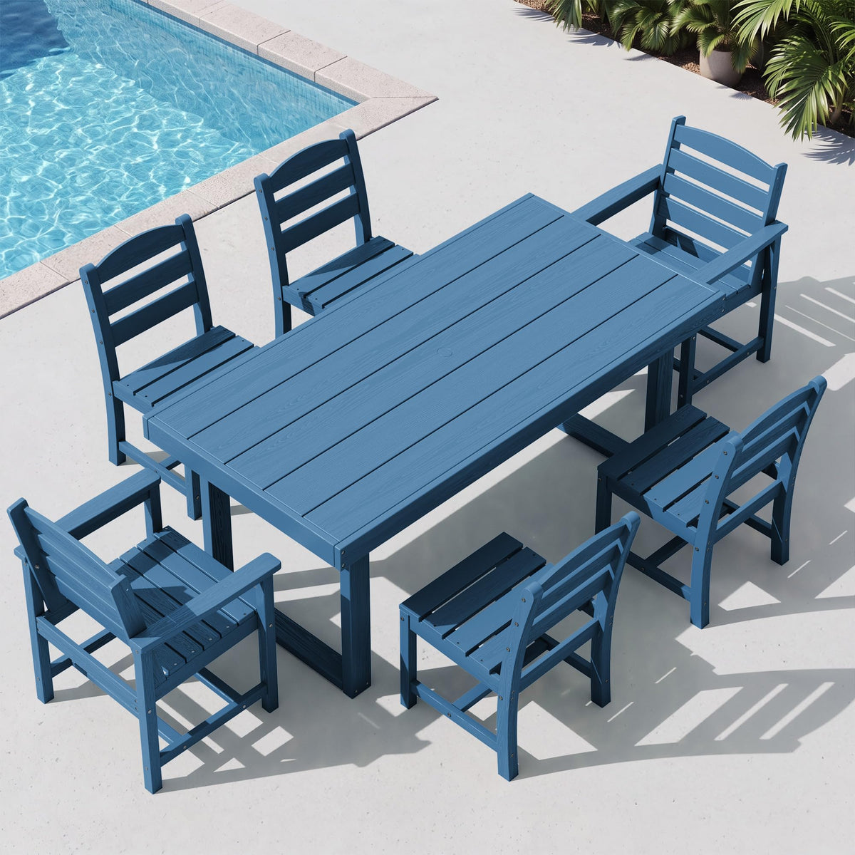 SERWALL HDPE Outdoor Dining Set for 4, 67'' Patio Table and Chairs Set
