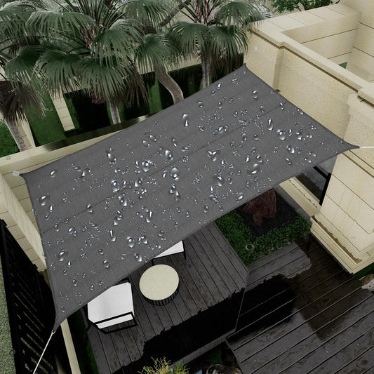 Waterproof Shade Sail 95% UV Rectangle 12'x16' Custom Dark Gray