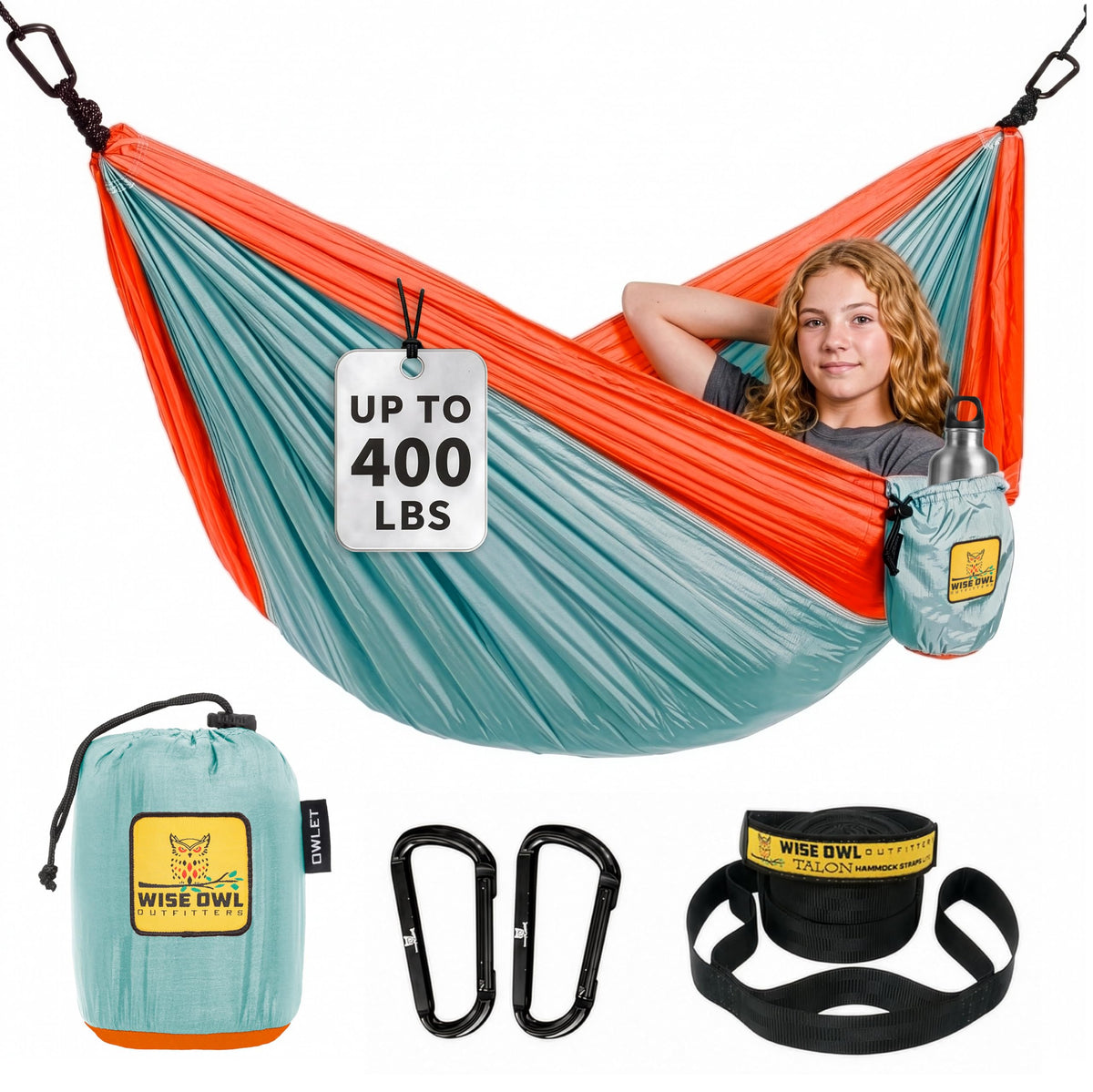 Wise Owl Outfitters Camping Hammock – up to 500lbs Portable Hammock with Tree Straps - Travel, Backpacking, Hiking, Outdoors Camping Gear - Single or Double