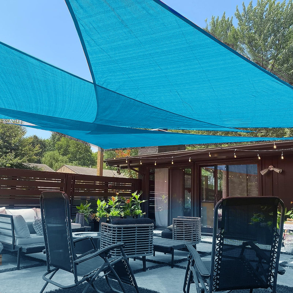 LOVE STORY 16' x 16' x 16' Triangle Sun Shade Sail for Patio, Terra Red