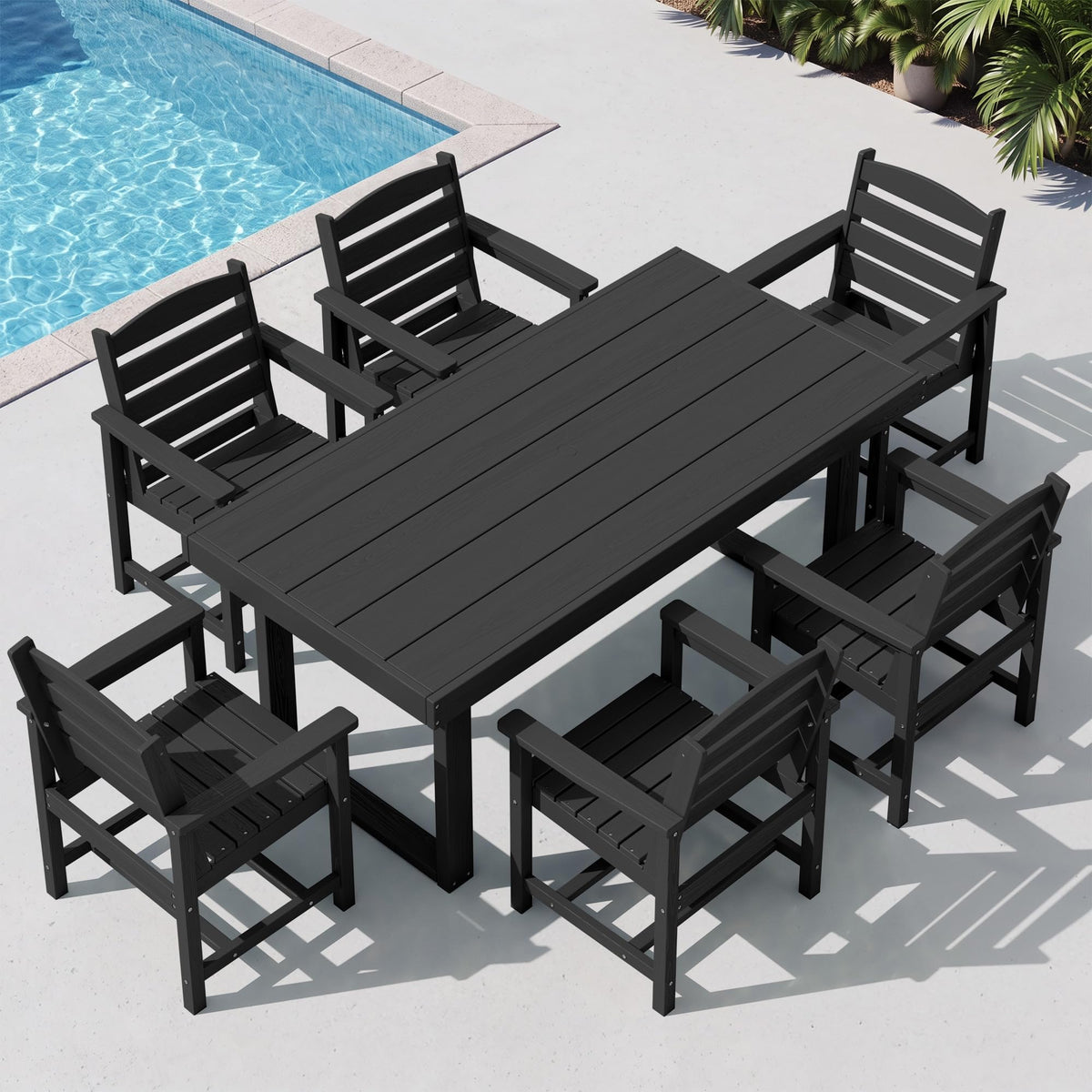 SERWALL HDPE Outdoor Dining Set for 4, 67'' Patio Table and Chairs Set