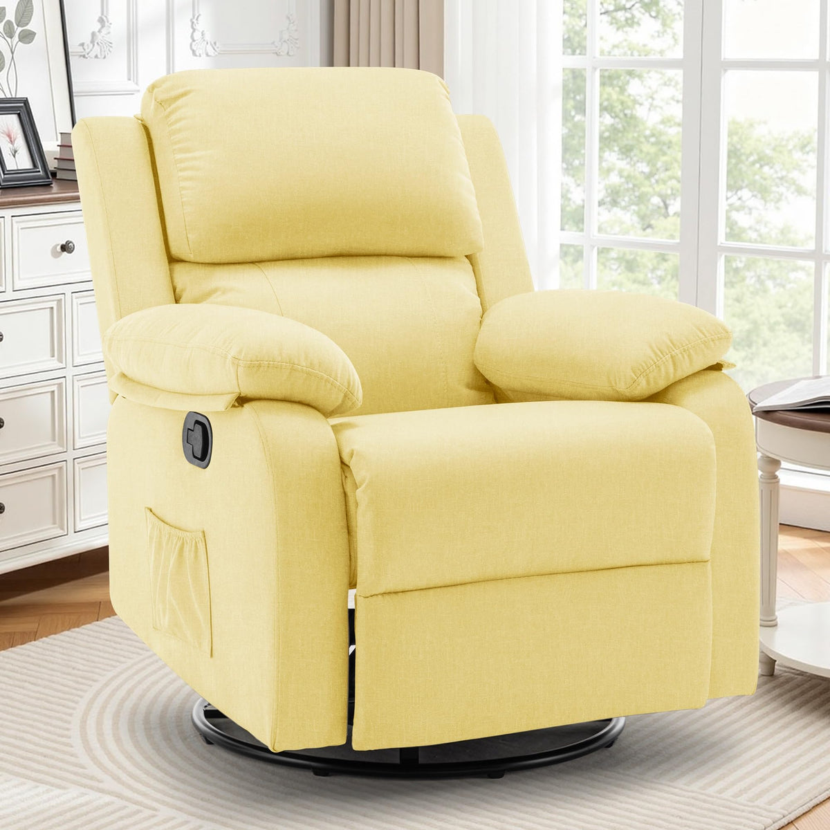 Korser Recliner Chair, 360 Swivel Rocker Chair for Adults, Small Rocking Recliner for Small Spaces, Upholstered Fabric Glider Recliner Nursery