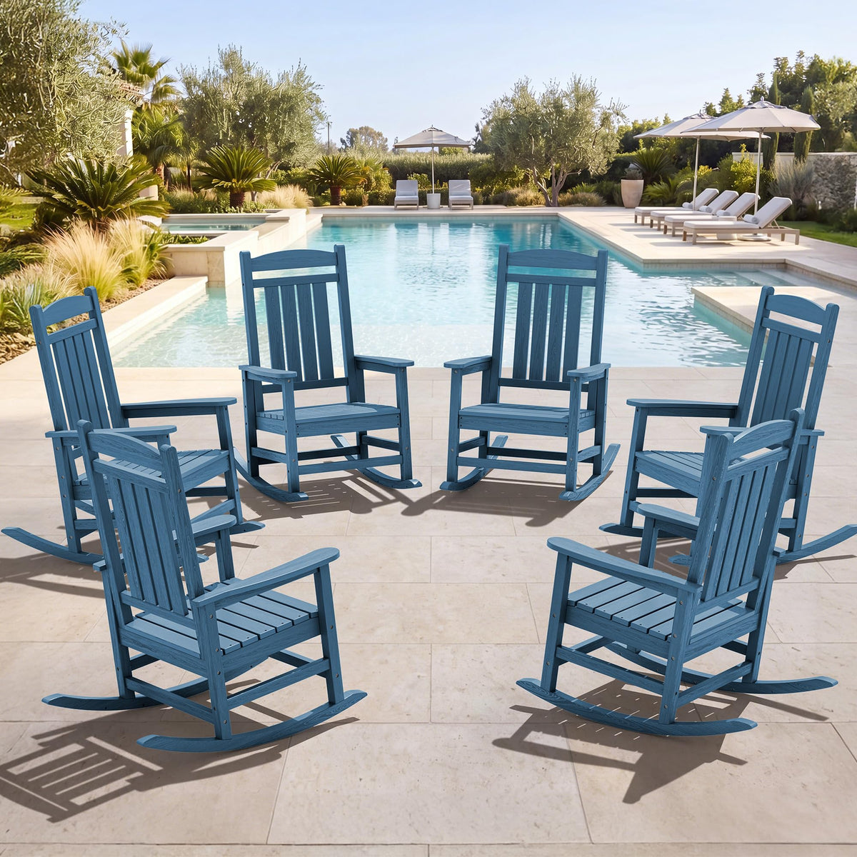 SERWALL Outdoor Rocking Chair Set of 2, Patio Rocking Chair, Brown