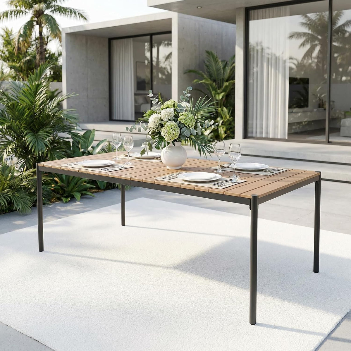SUNSITT 9 Piece Outdoor Patio Dining Set w/Cushioned Woven Rattan Chairs