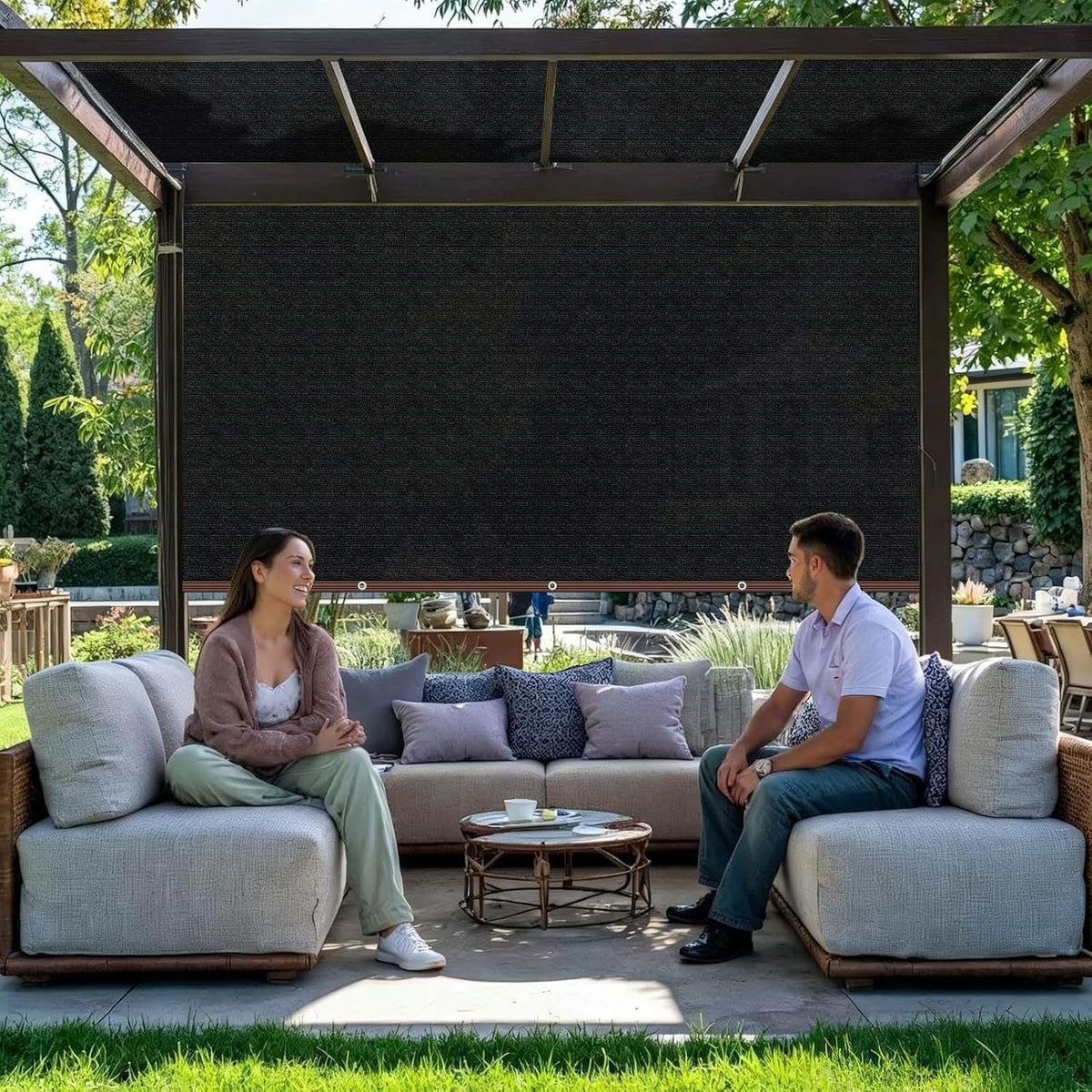 Shade-Cloth 85-90% for Garden Plants 7x7 FT, Black Sun-Block Shade Cover Mesh Tarp with Grommets Sun Shade Canopy for Outdoor Pergola Patio Flower Lawn Kennel Chicken Coop