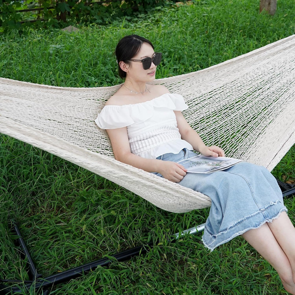 HappyPicnic Handwoven Mayan Hammock, Portable Family Hammock with Carry Bag