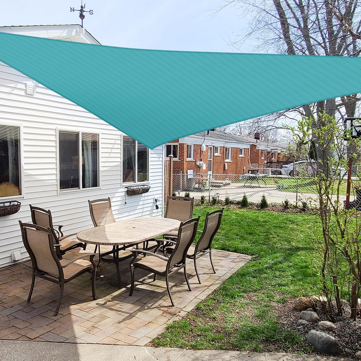 Windscreen4less 12' x 12' x 12' Sun Shade Sail Triangle Outdoor Canopy Cover UV Block for Backyard Porch Pergola Deck Garden Patio (Blue)