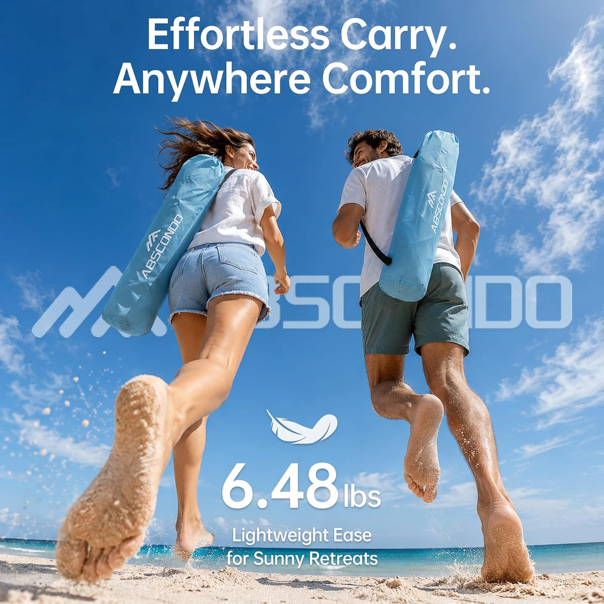 ABSCONDO Portable Low Beach Chairs for Adults, Sky Light Blue, 2 Pack