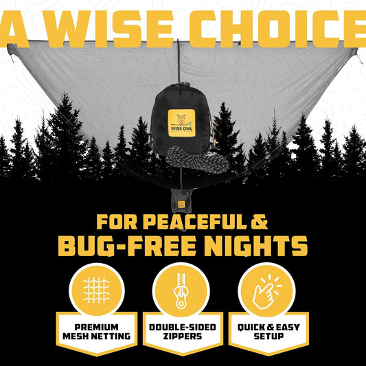 Wise Owl Outfitters Hammock Bug Net – Mosquito Net for Hammock, Lightweight Bug Netting for Camping, Hiking, Backpacking, Forest & Outdoor Use