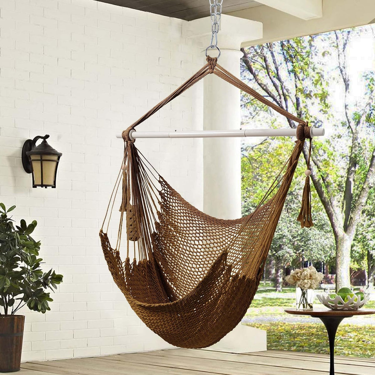 Lazy Daze Hanging Rope Swing Chair, Steel Spreader Bar Hammock Chair