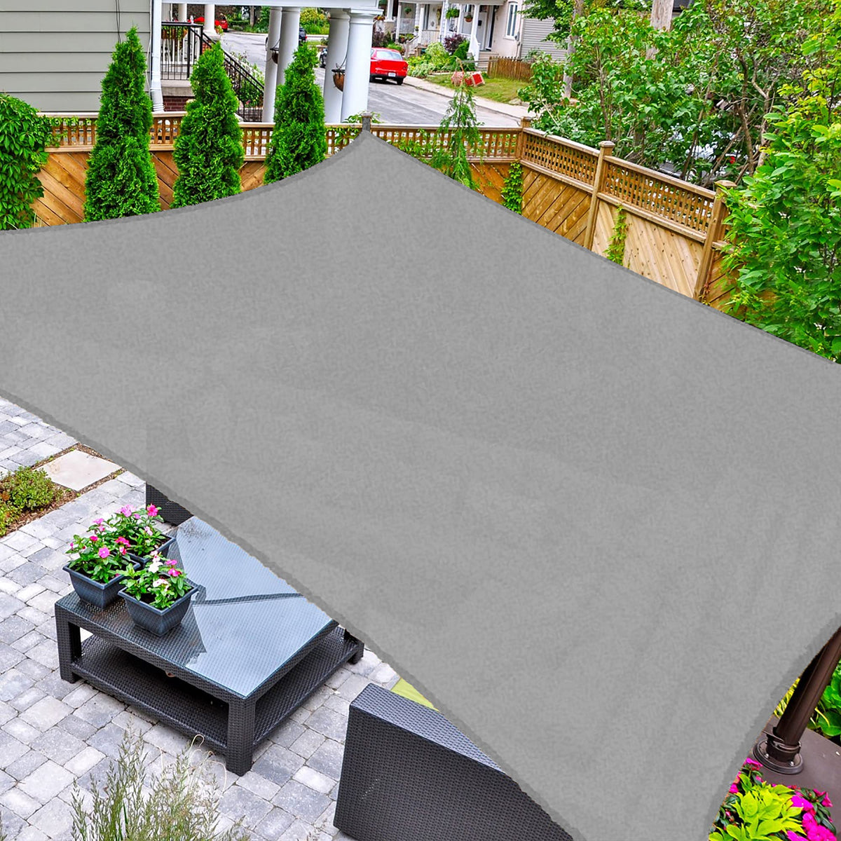 AsterOutdoor Sun Shade Sail Rectangle 16' x 20' UV Block Canopy for Patio Backyard Lawn Garden Outdoor Activities, Cream