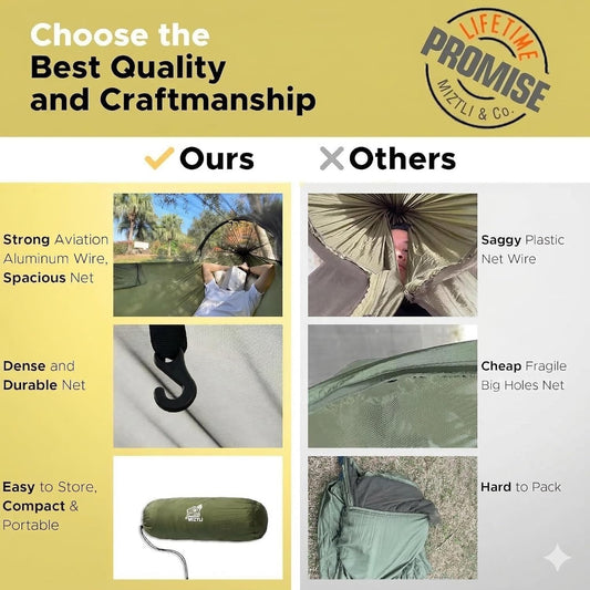 Miztli Camping Hammock Portable Tent-Like Hammock with Net 1/2 Person