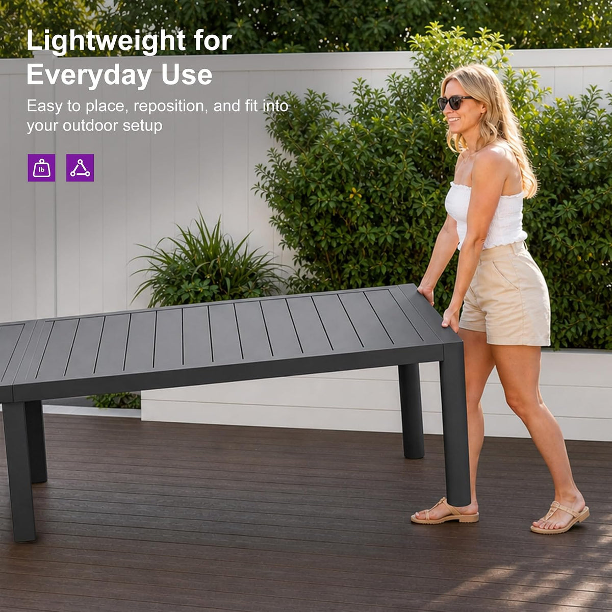 PURPLE LEAF Patio Dining Table for 10, All Aluminum Frame Height Adjustable