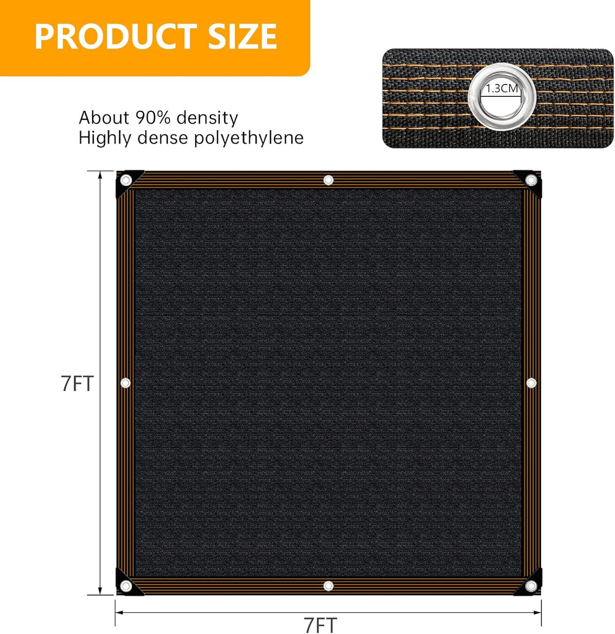 Shade-Cloth 85-90% for Garden Plants 7x7 FT, Black Sun-Block Shade Cover Mesh Tarp with Grommets Sun Shade Canopy for Outdoor Pergola Patio Flower Lawn Kennel Chicken Coop