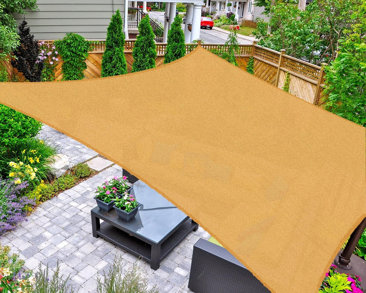 AsterOutdoor Sun Shade Sail Rectangle 16' x 20' UV Block Canopy for Patio Backyard Lawn Garden Outdoor Activities, Cream