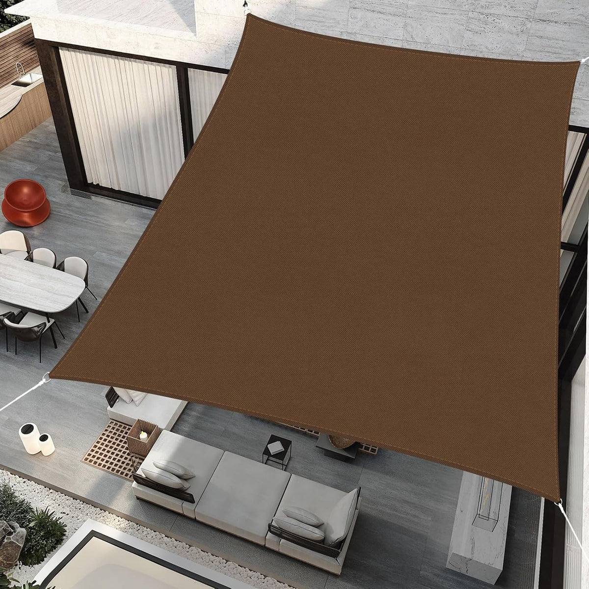 RICHIE Upgrade 12'x12' Sun Shade Sail Square Canopy, Water Resistant & UV Block Sunshade for Outdoor Patio Lawn Beach Garden Carport Backyard Deck Pergola, Brown