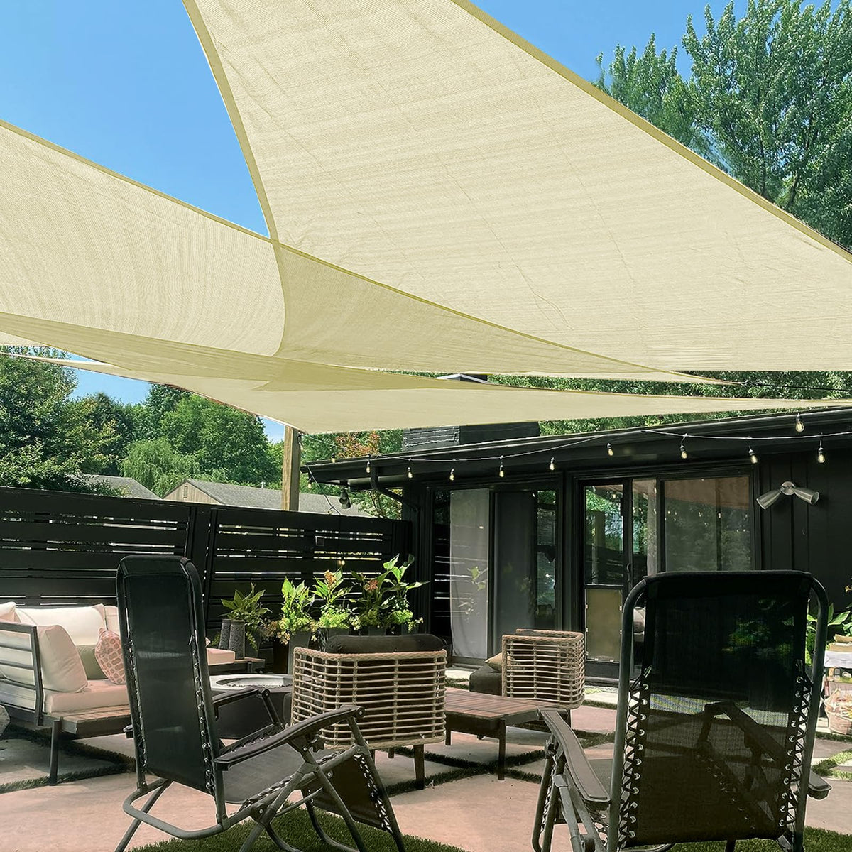LOVE STORY 16' x 16' x 16' Triangle Sun Shade Sail for Patio, Terra Red