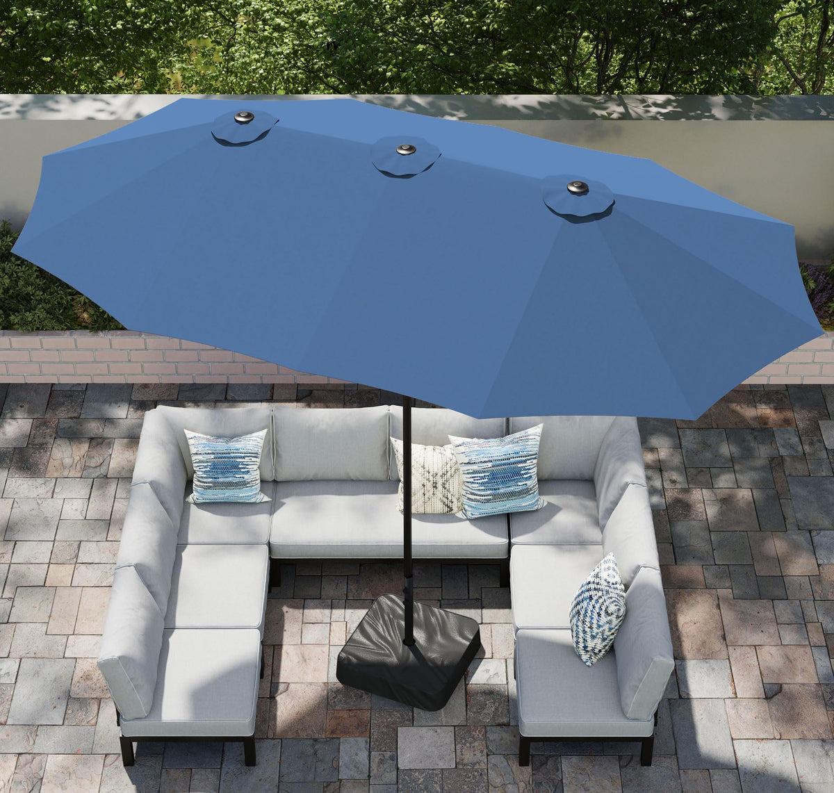 PHI VILLA 15ft Large Outdoor Patio Umbrella with Base Included, Beige