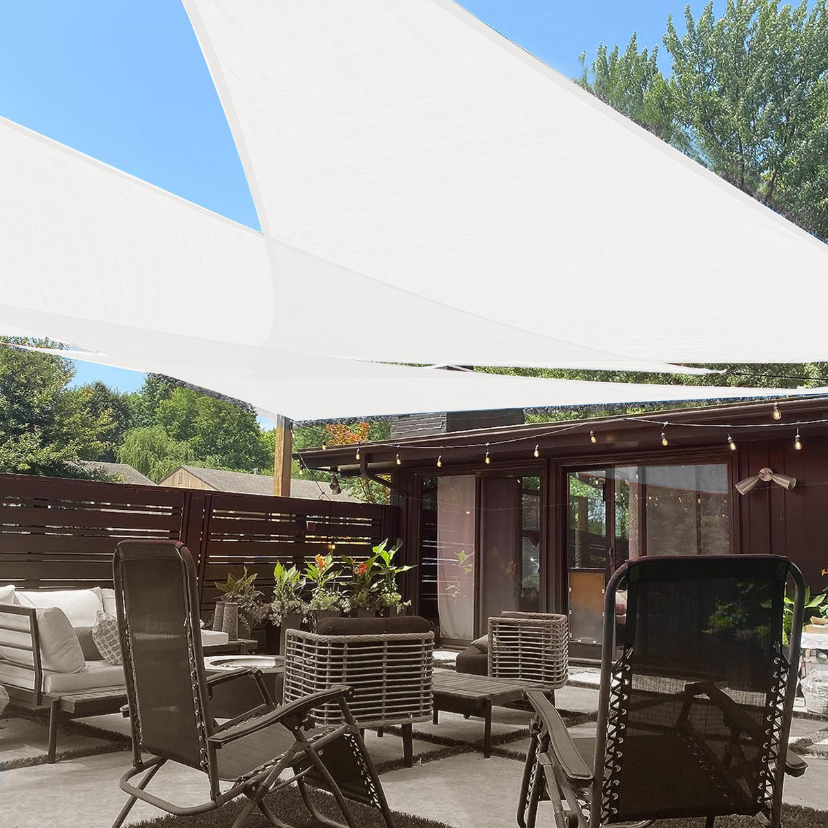 LOVE STORY 16' x 16' x 16' Triangle Sun Shade Sail for Patio, Terra Red