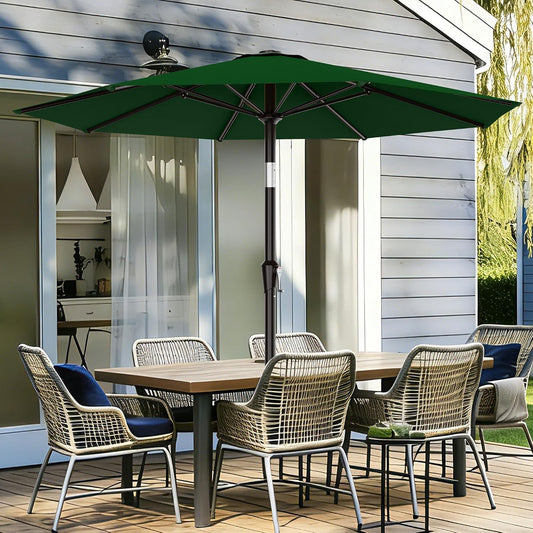 AreShark 9FT Outdoor Patio Umbrella with Tilt and Crank, Dark Green