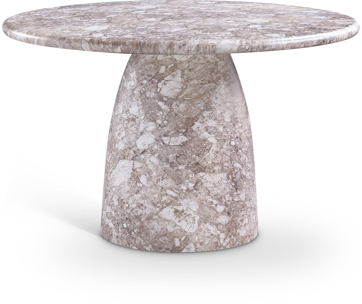 Meridian Furniture Cosenza Collection Art Deco 36 in Indoor/Outdoor Concrete Dining Table in Travertine Finish