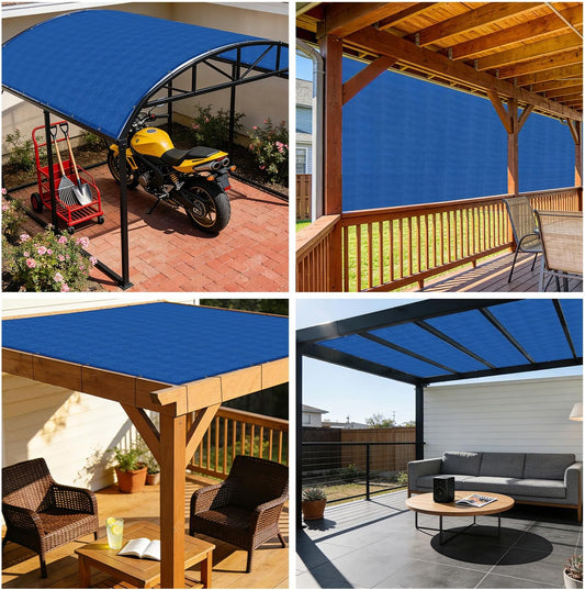 E&K Sunrise 24' x 40' Sun Shade Sail Straight Edge Rectangle Canopy Shade Cover with D-Ring Grommets UV Block for Outdoor Pergola Backyard Garden Patio Deck (Blue)