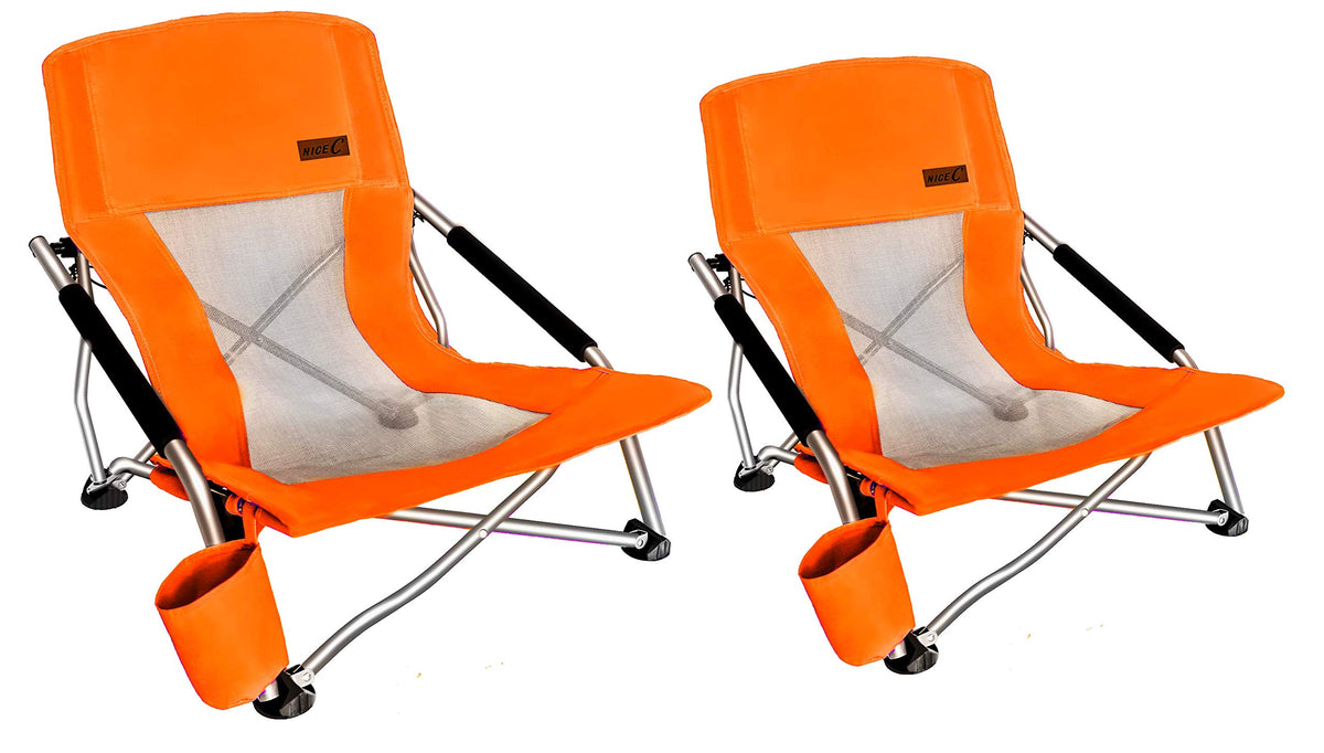 Nice C Low Beach Camping Folding Chair, River Sand Lake Chair (2P Orange)