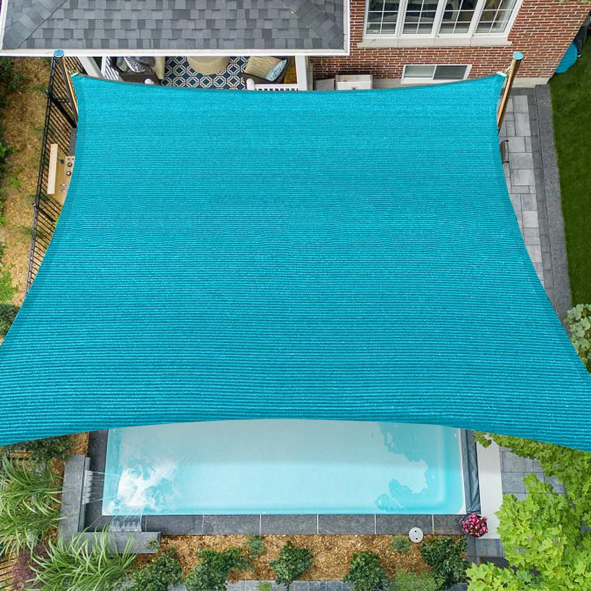 16'x20' Sun Shade Sail Rectangle Outdoor UV Block Square Canopy Sunshade Cover for Backyard Porch Pergola Deck Garden Patio, Turquoise