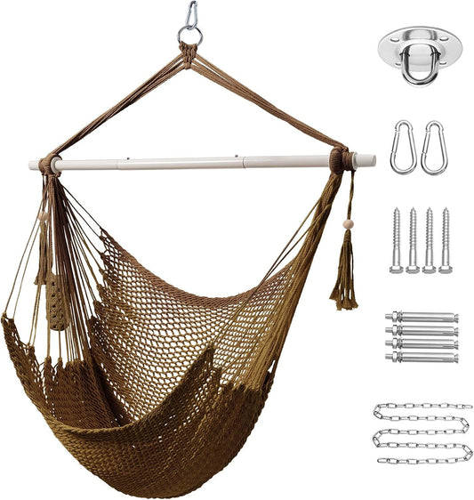 Lazy Daze Hanging Rope Swing Chair, Steel Spreader Bar Hammock Chair