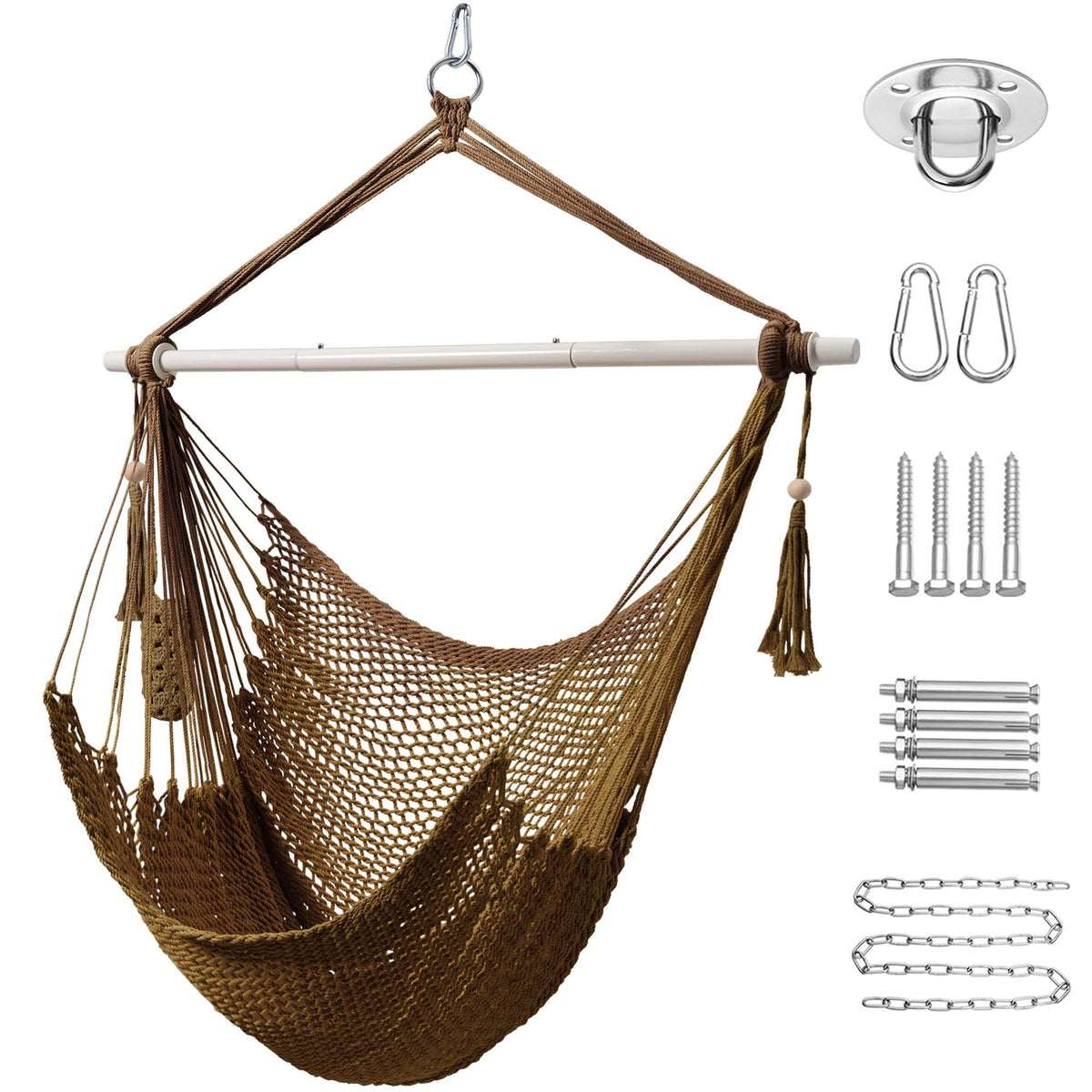 Lazy Daze Hanging Rope Swing Chair, Steel Spreader Bar Hammock Chair