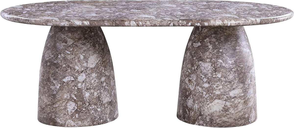 Meridian Furniture 702Brown-T Cosenza Collection Art Deco 78" Indoor/Outdoor Concrete Dining Table with Brown Marble Finish, 78" W x 44.5" D x 30" H, Brown