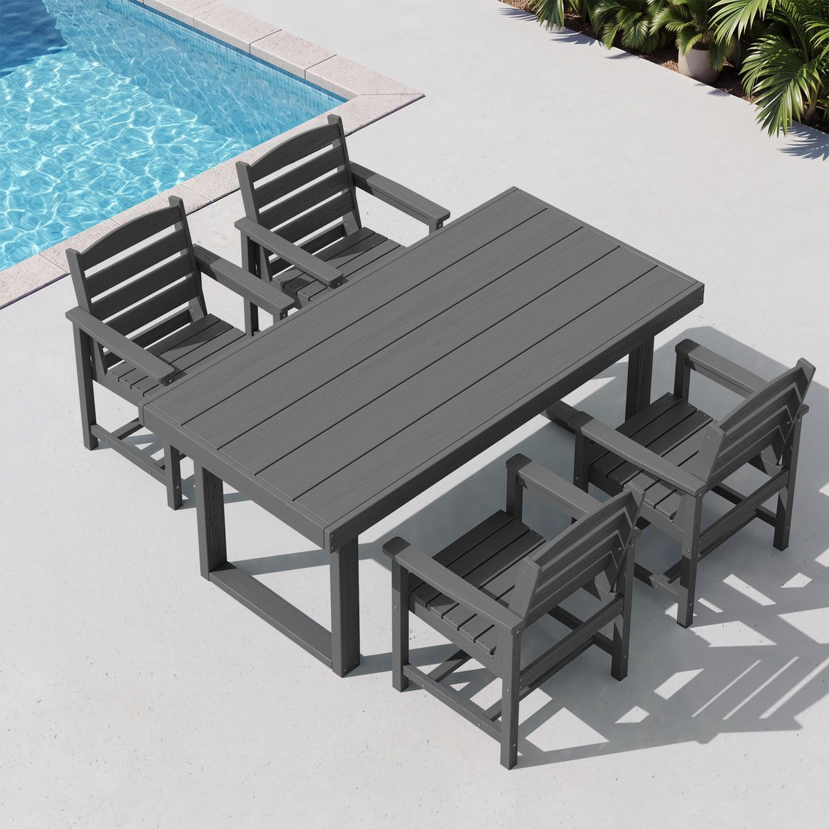 SERWALL HDPE Outdoor Dining Set for 4, 67'' Patio Table and Chairs Set