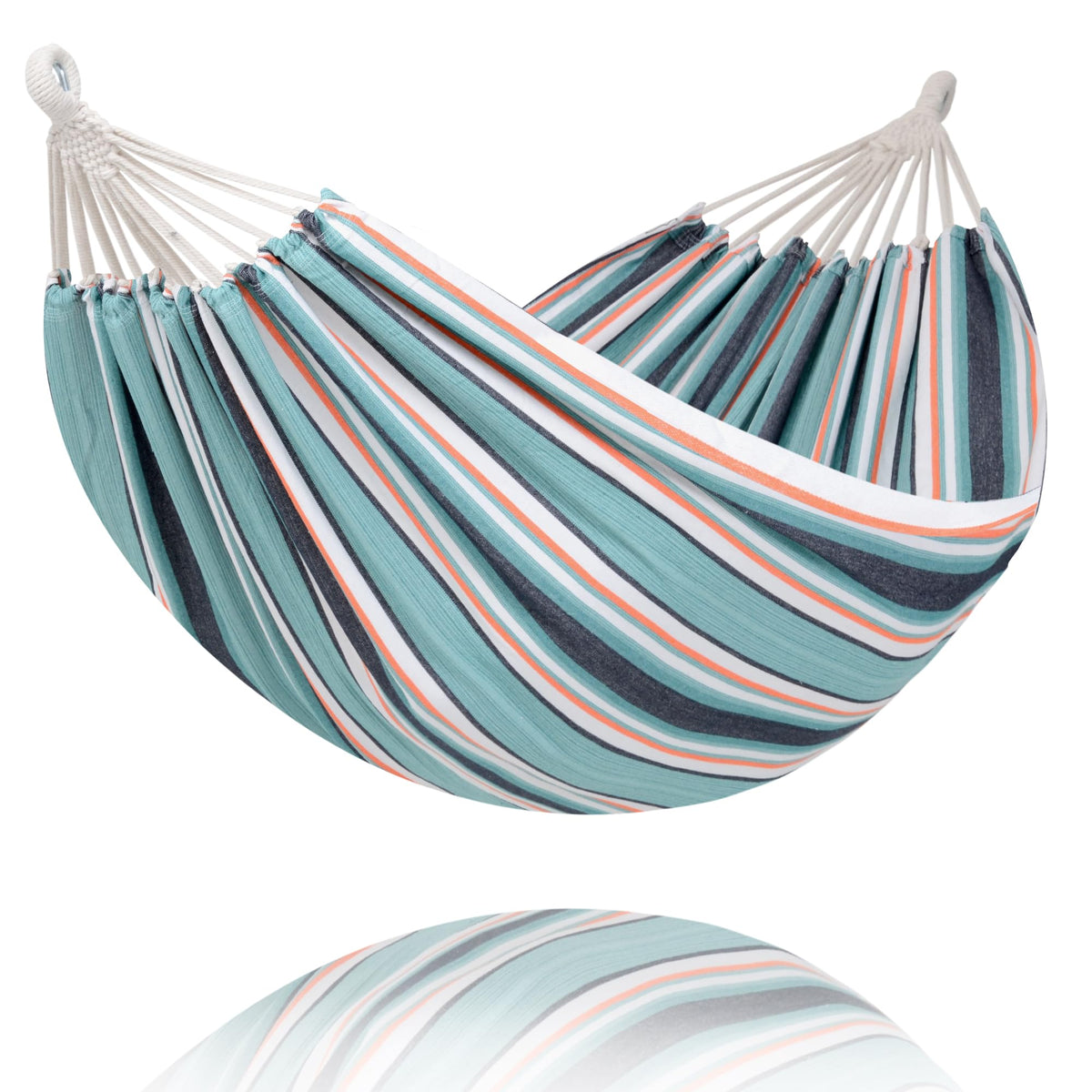 SUNCREAT Outdoor Double Hammock, Portable Tree Colorful Hammock, Colorful Stripes