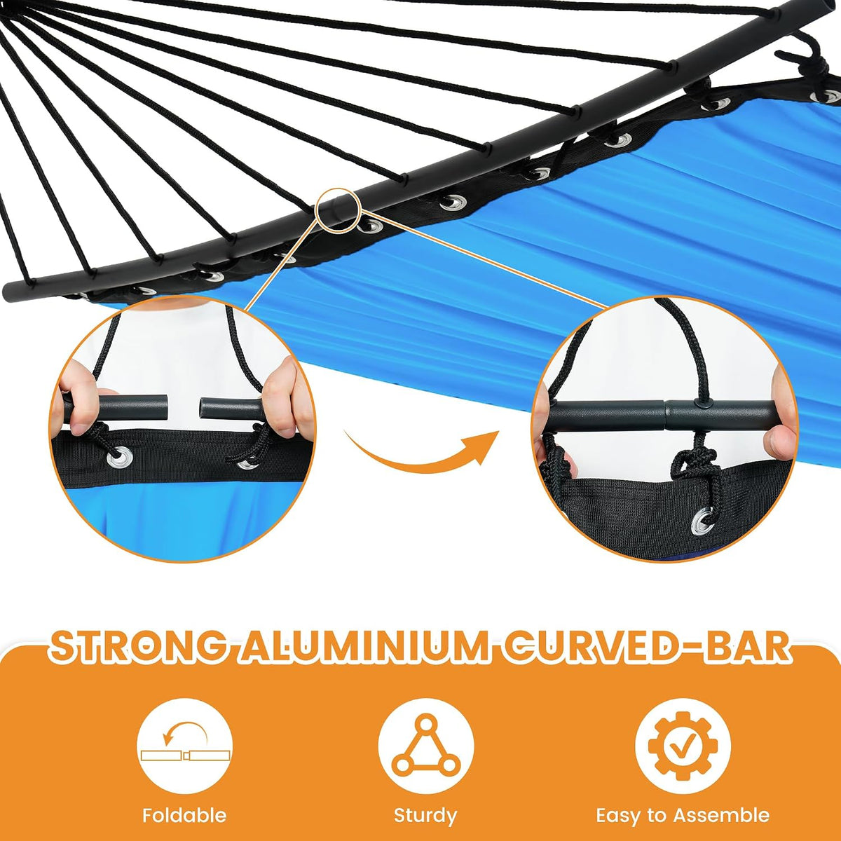 Lazy Daze Portable Camping Hammock with Curved Spreader Bar, Aqua
