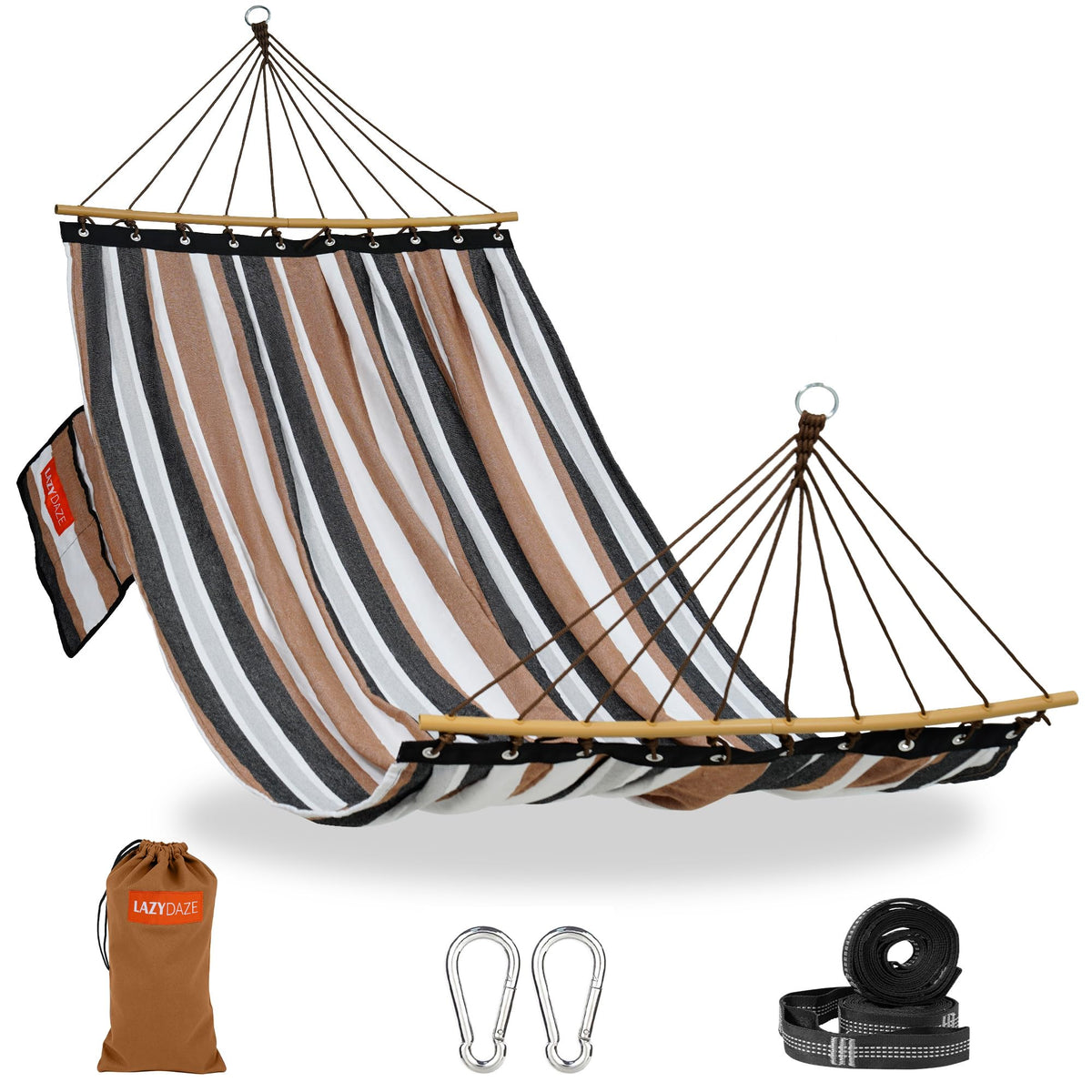 Lazy Daze Camping Hammock, Double Outdoor Hammock with Curved Spreader Bar