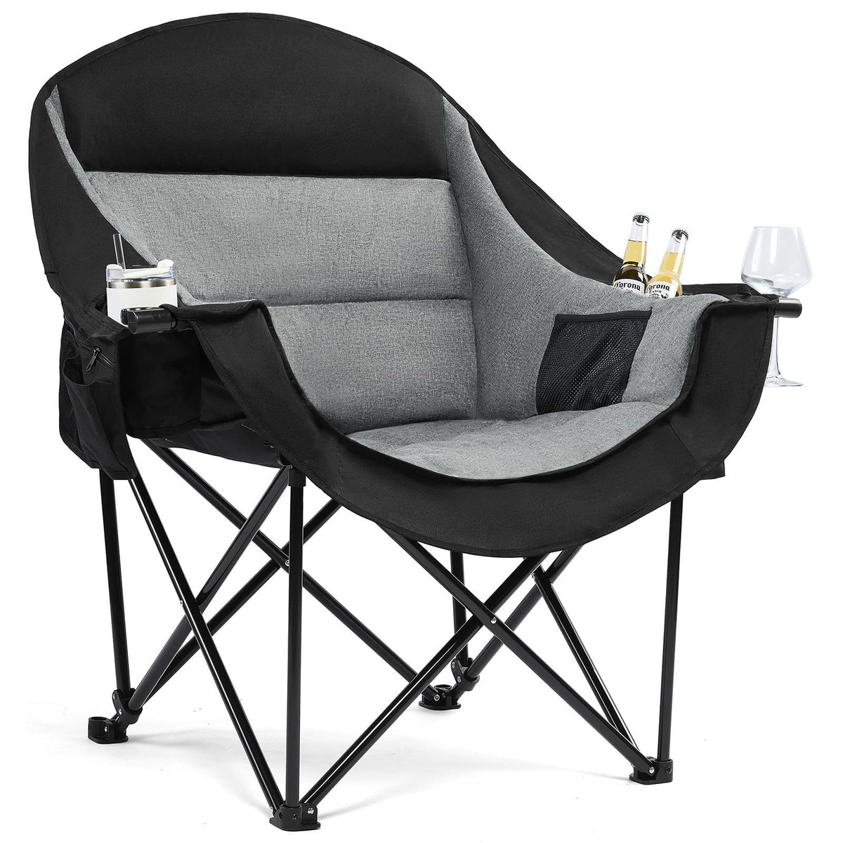 Oversized Camping Chairs for Adults - Heavy Duty Padded Outdoor Camp Chair