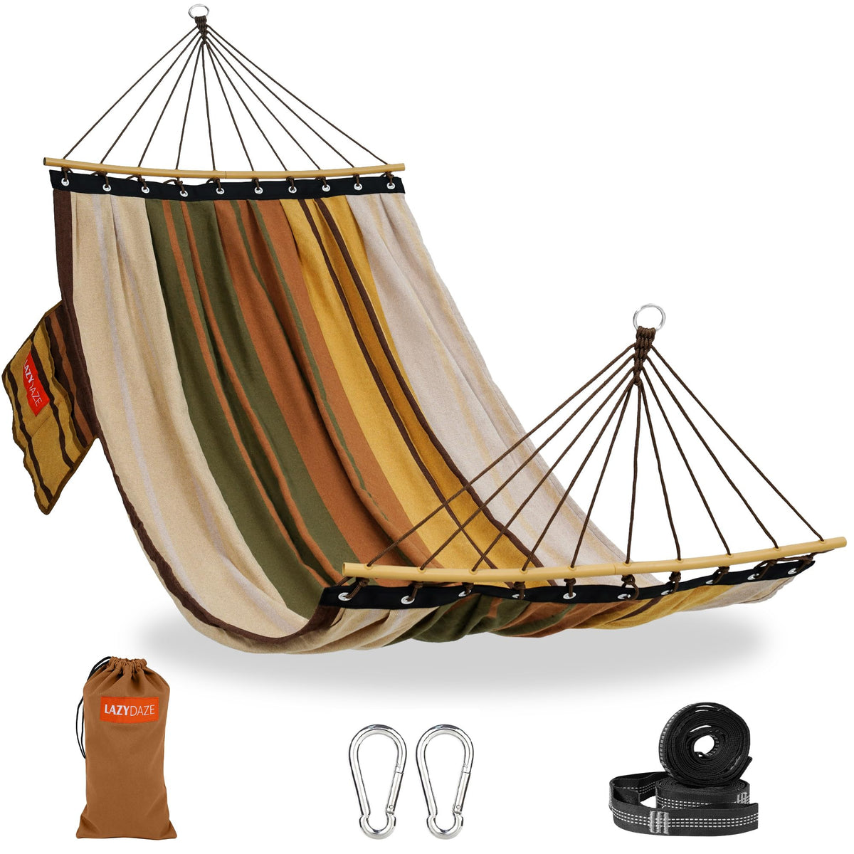Lazy Daze Camping Hammock, Double Outdoor Hammock with Curved Spreader Bar