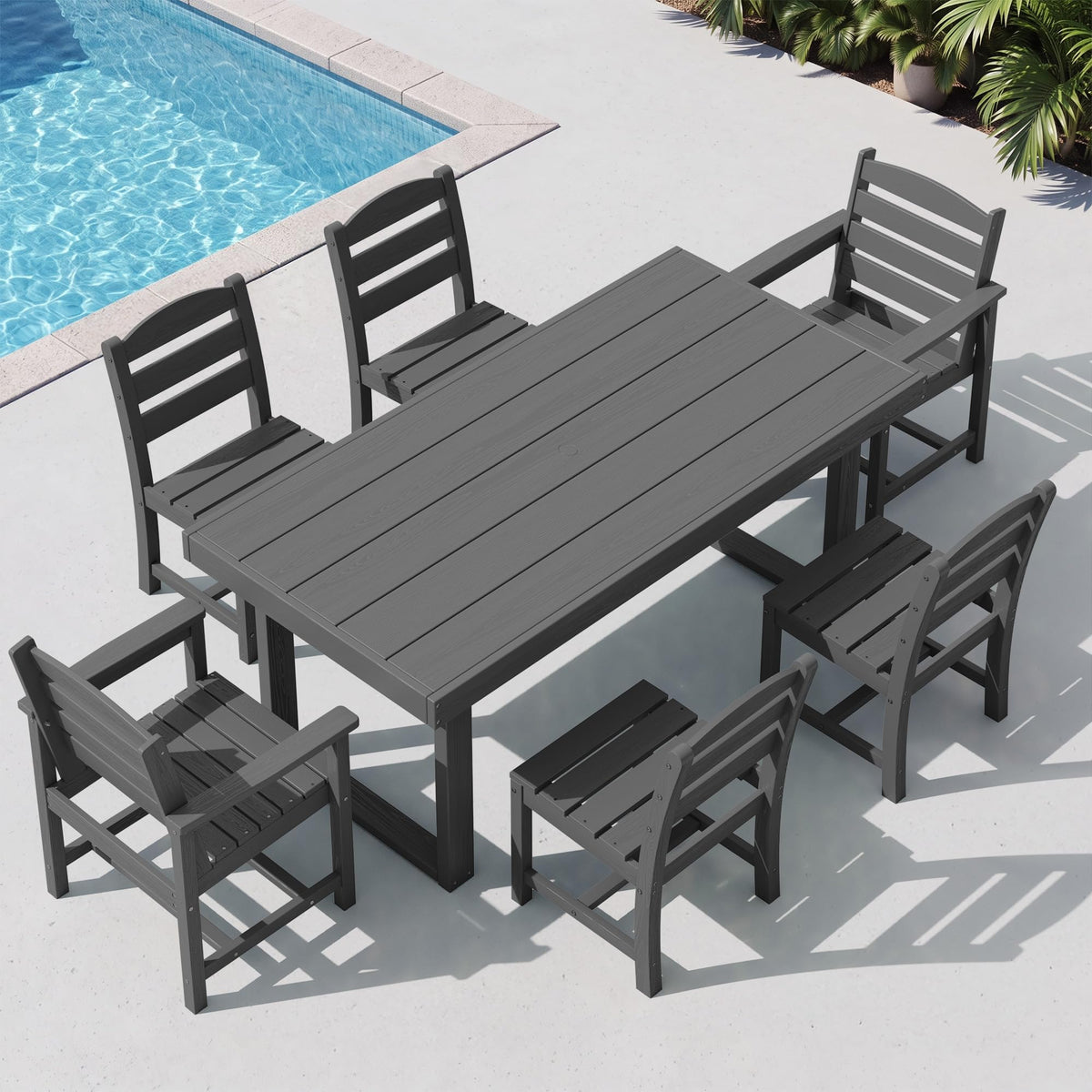 SERWALL HDPE Outdoor Dining Set for 4, 67'' Patio Table and Chairs Set