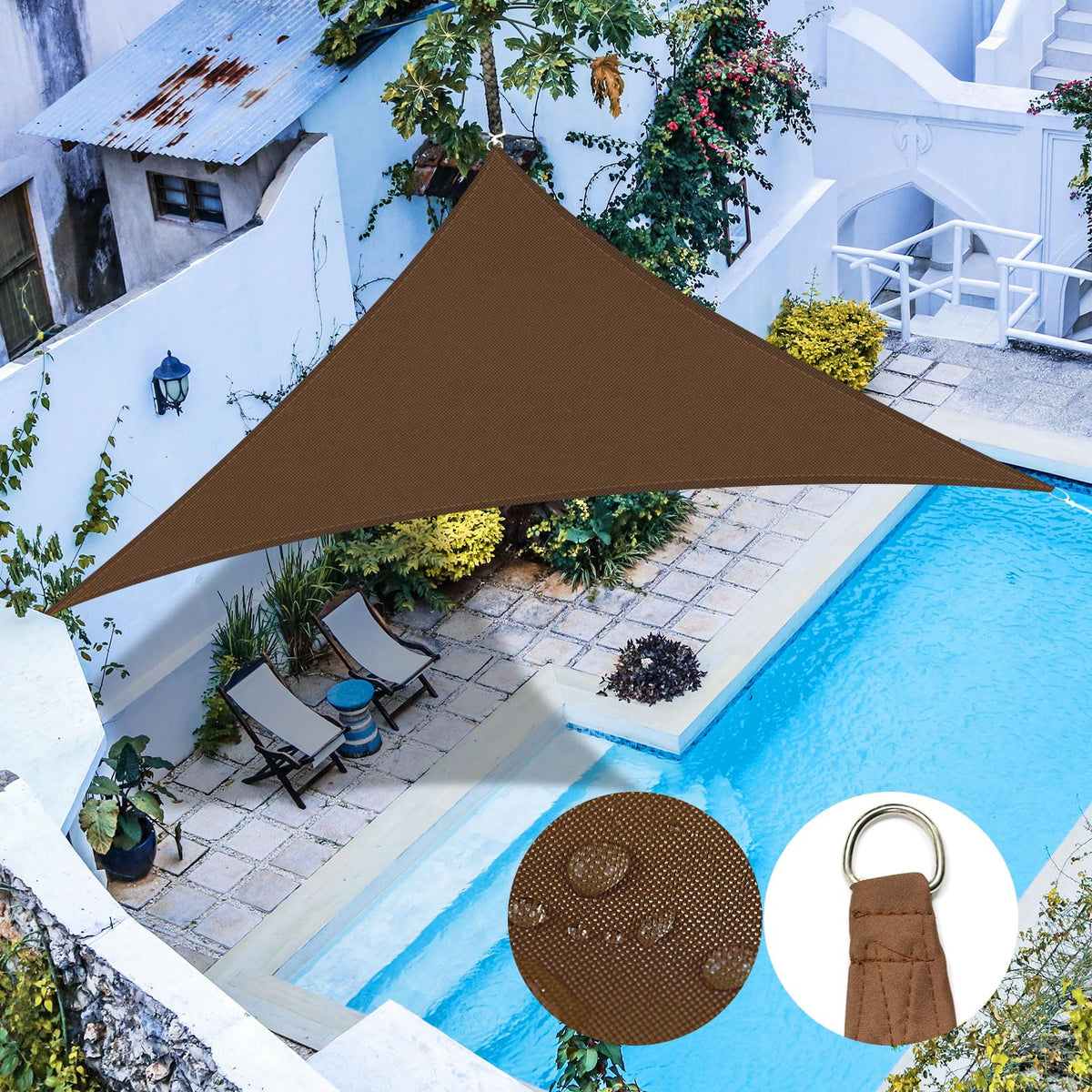 RICHIE Upgrade 12'x12' Sun Shade Sail Square Canopy, Water Resistant & UV Block Sunshade for Outdoor Patio Lawn Beach Garden Carport Backyard Deck Pergola, Brown