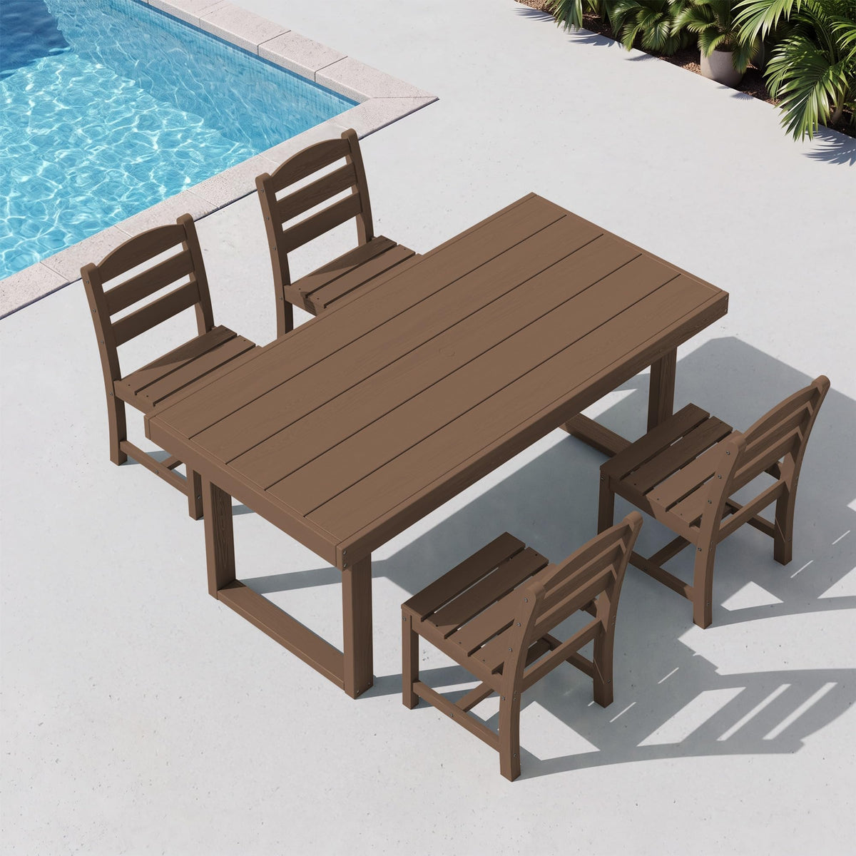 SERWALL HDPE Outdoor Dining Set for 4, 67'' Patio Table and Chairs Set