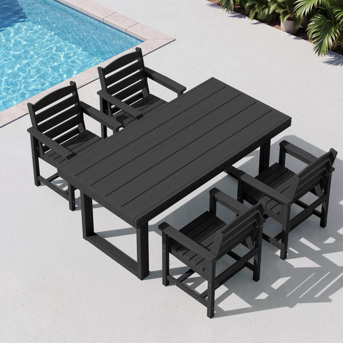 SERWALL HDPE Outdoor Dining Set for 4, 67'' Patio Table and Chairs Set