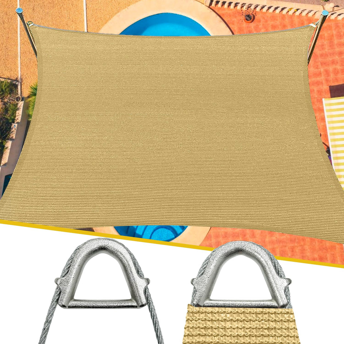16'x20' Sun Shade Sail Rectangle Outdoor UV Block Square Canopy Sunshade Cover for Backyard Porch Pergola Deck Garden Patio, Turquoise