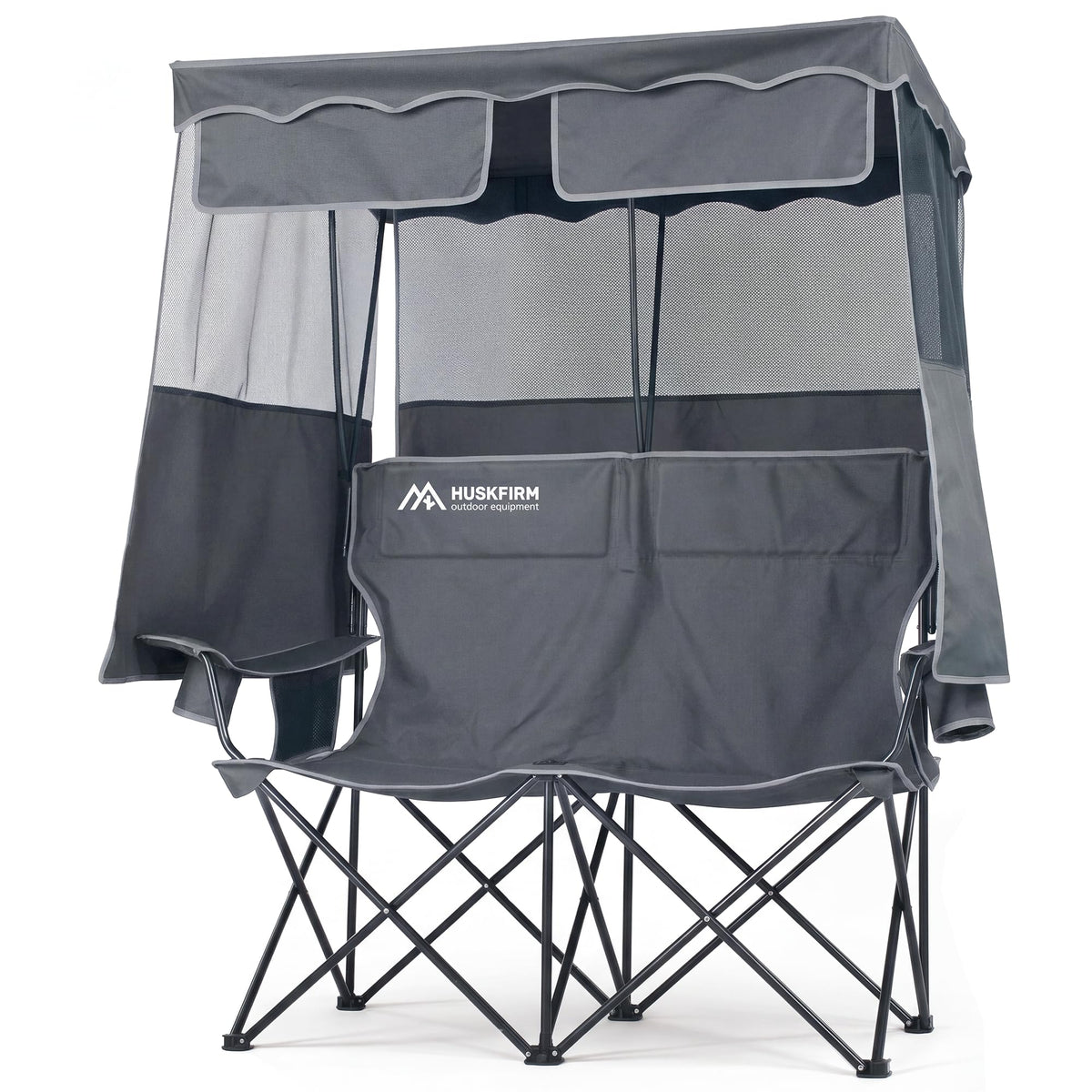 Double Camping Chair with Canopy,2 Person Folding Chair with Canopy, Green