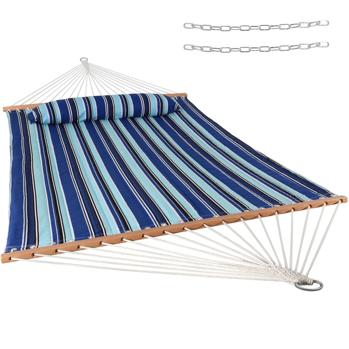 Sunnydaze Quilted Double Hammock for Outside with Pillow, Catalina Beach