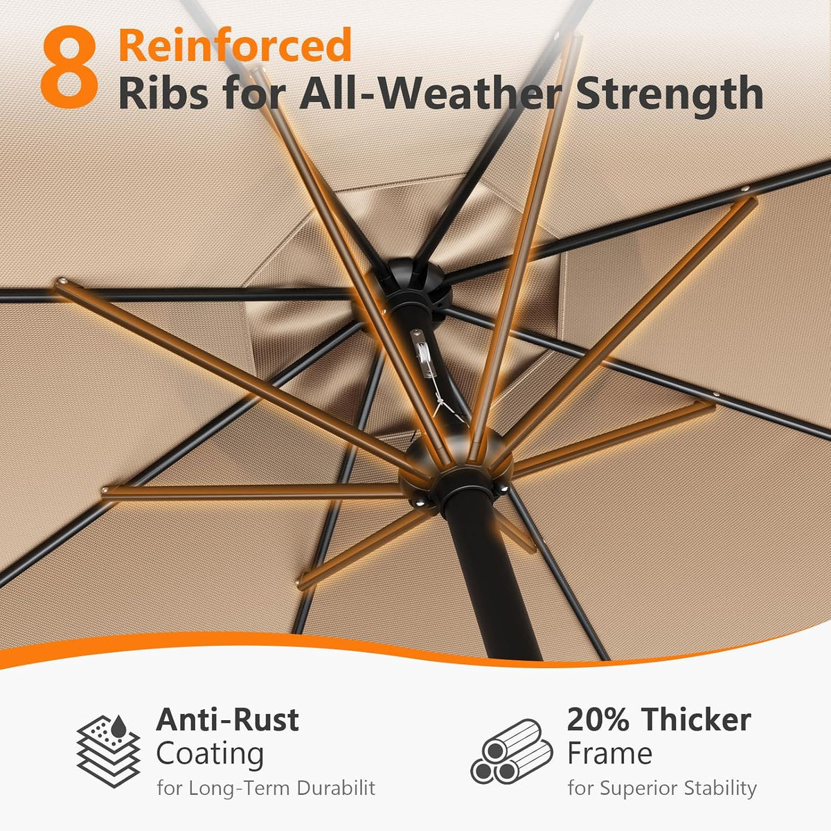 9FT Patio Umbrella, Outdoor Table Umbrella with Tilt & Crank