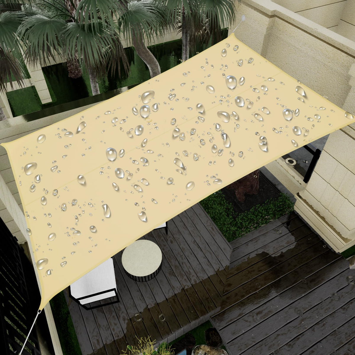 Waterproof Shade Sail 95% UV Rectangle 12'x16' Custom Dark Gray