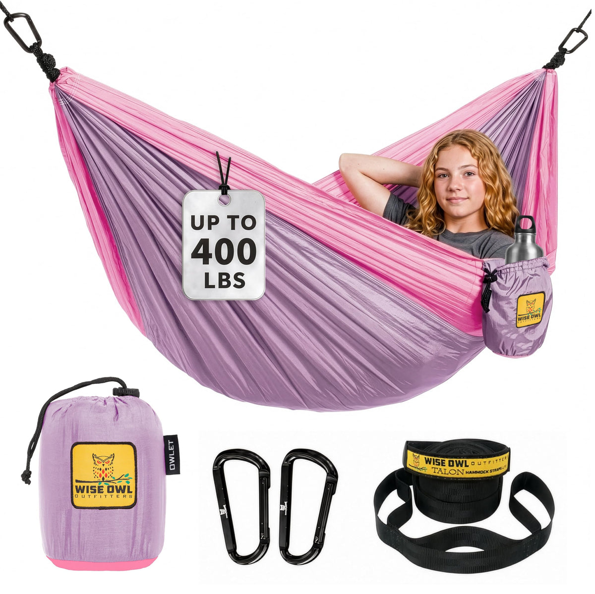 Wise Owl Outfitters Camping Hammock – up to 500lbs Portable Hammock with Tree Straps - Travel, Backpacking, Hiking, Outdoors Camping Gear - Single or Double