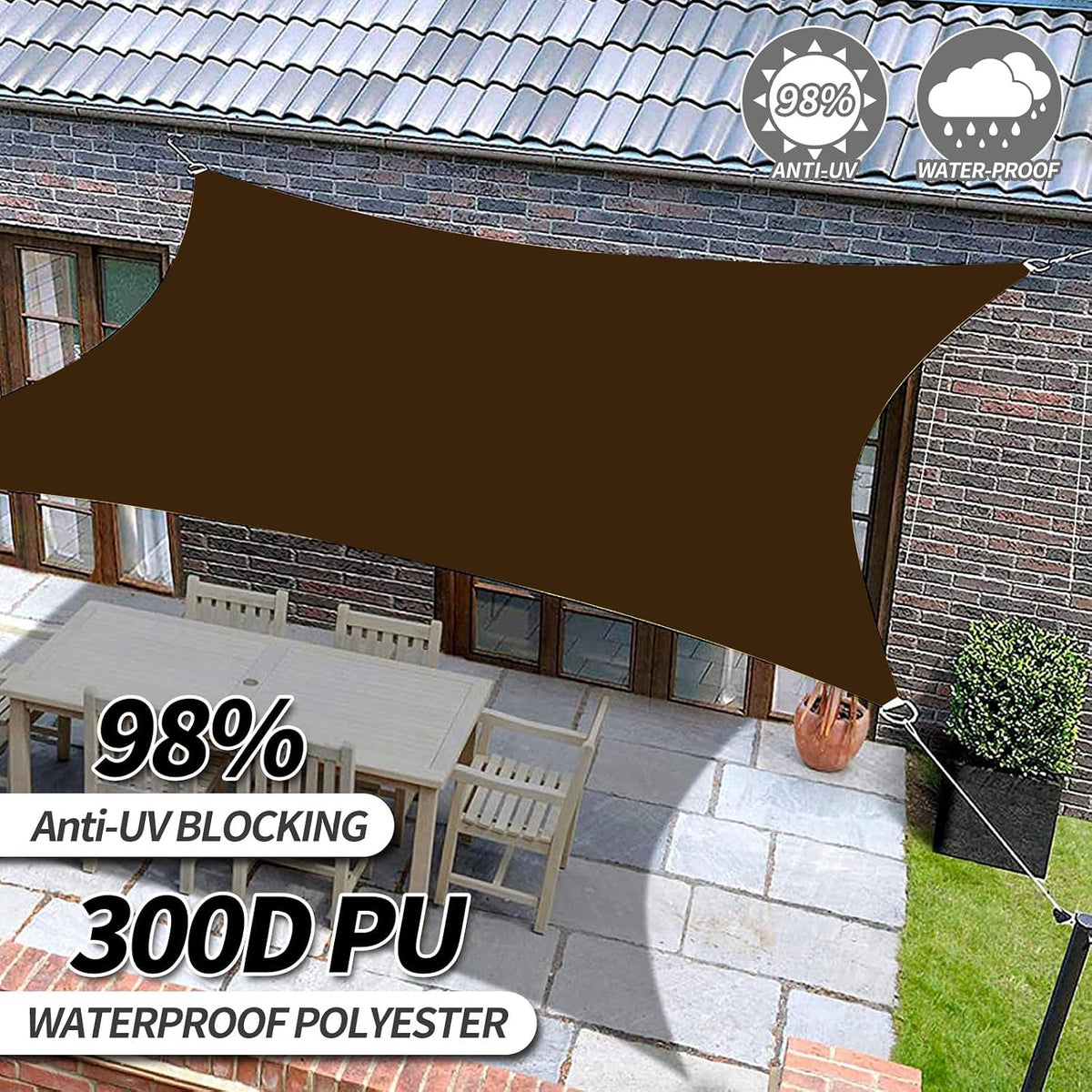 RICHIE Upgrade 12'x12' Sun Shade Sail Square Canopy, Water Resistant & UV Block Sunshade for Outdoor Patio Lawn Beach Garden Carport Backyard Deck Pergola, Brown