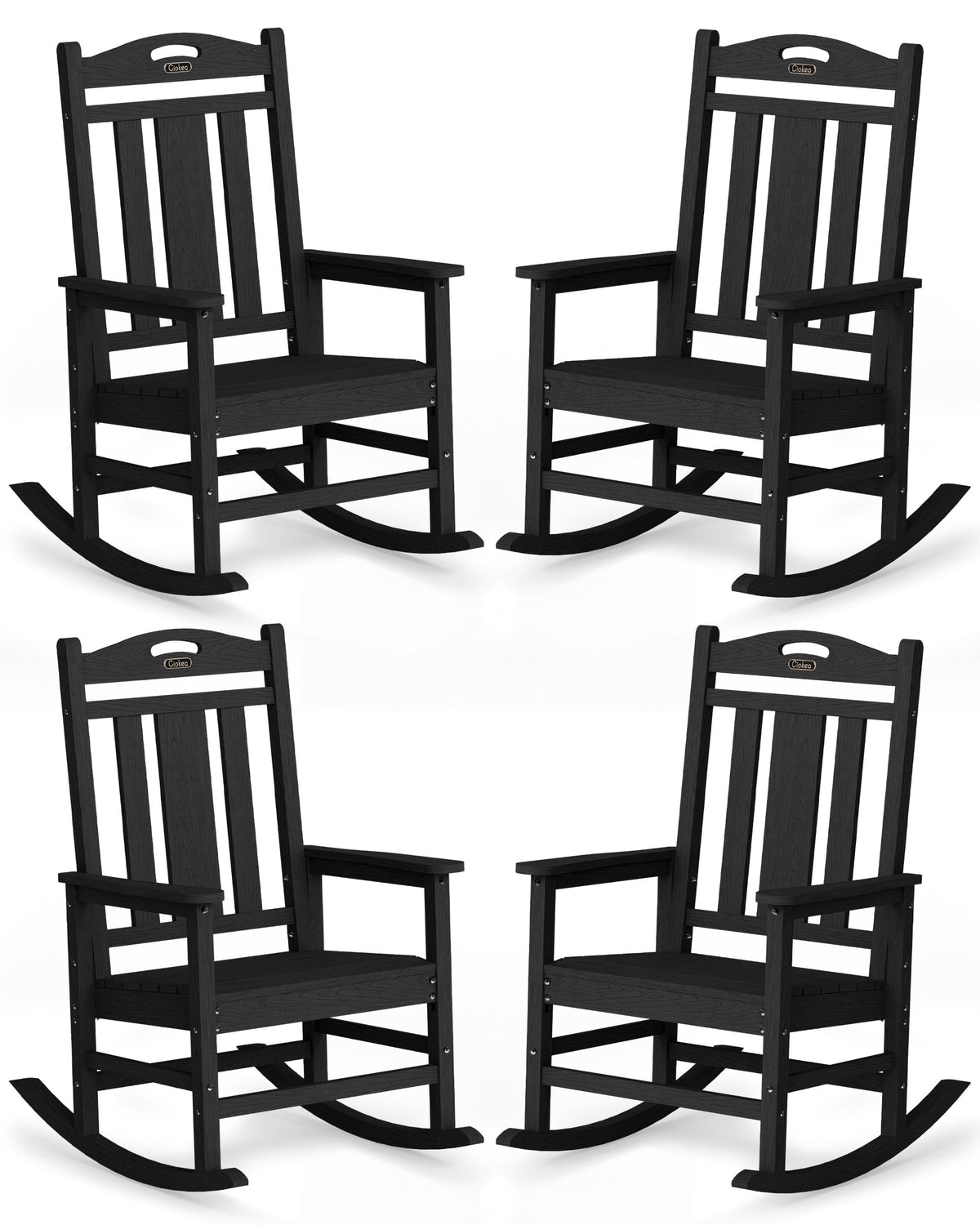 Ciokea Oversized Outdoor Rocking Chair, 380lbs Heavy-Duty Large Patio Rocker, Weather Resistant & Anti-Fade Porch Chair, High Back Cozy Rocking Chair for Outside, Fire Pit, Deck, Garden, Black