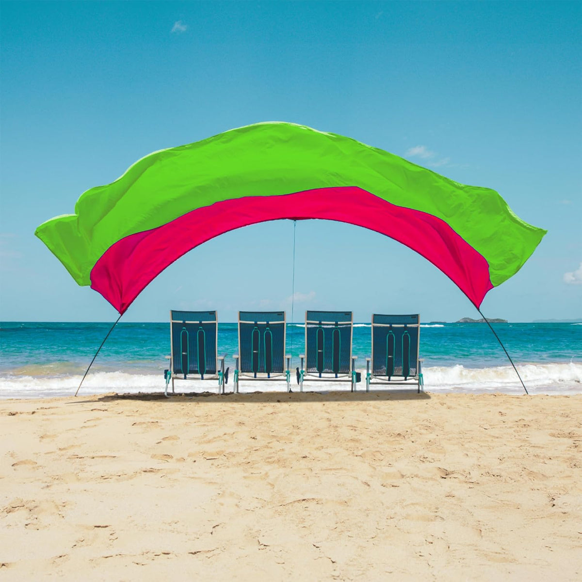 Shibumi Shade Mini Quiet Canopy Version | Beach Canopy Wind-Powered Portable Sun Shade | Provides 75 Sq. Ft. of Shade for up to 4 People | Sets up in 2 Min | Beach Tent | Wind Assist Included